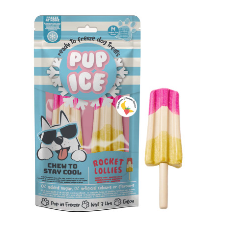 Pup Ice Rocket Lollies Eper & banán (M) 2 db/ 90g