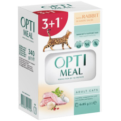OPTIMEAL nyúl fehér szószban, szaftos eledel felnőtt macskáknak 3+1