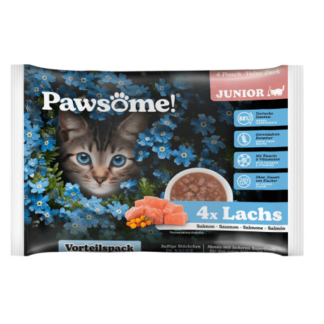 Pawsome!® junior lazacos flowpack (4x85g) kölyök macskáknak