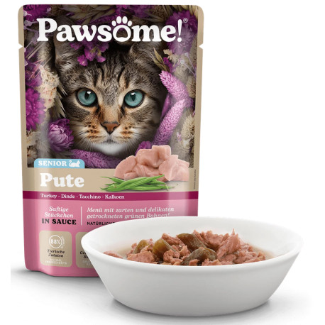 Pawsome!® Senior Pulyka idős macskáknak 85g