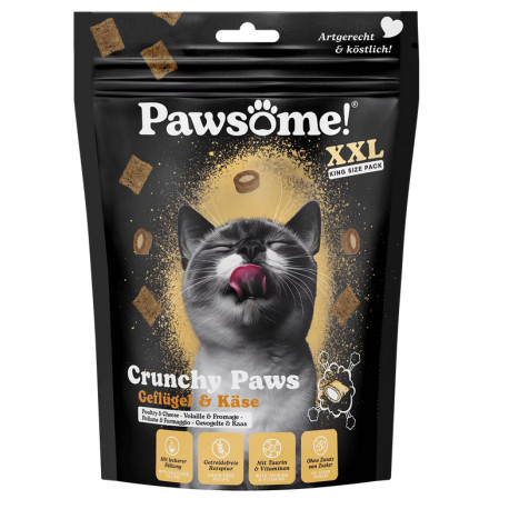 Pawsome!® Crunchy Paws Szárnyas & Sajt jutalomfalat macskáknak 150g