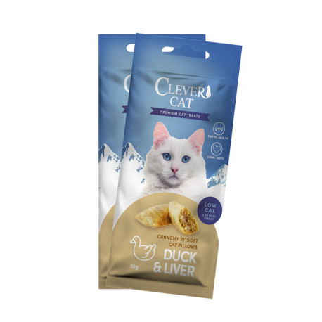 Clever Cat Pillows Duck & liver - kacsa és máj töltött, ropogós jutalomfalat cicáknak 30g