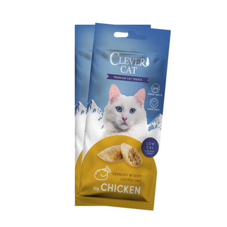 Clever Cat Pillows catnip - csirkehús ízű töltött, ropogós jutalomfalat cicáknak 30g