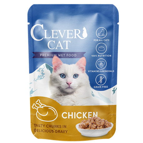 Clever Cat Premium Wet Food Chicken - csirkés falatok szószban 85 g