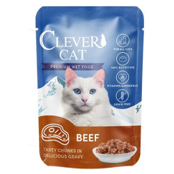 Clever Cat Premium Wet Food Beef- marhahúsos falatok szószban 85 g