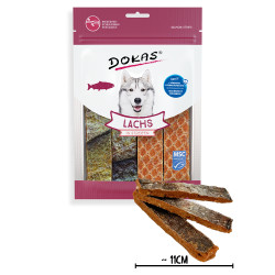 Dokas szárított lazac csikokban kutya jutalomfalat