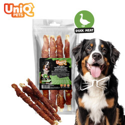 UNIQ PETS Kacsahúsos jutalomfalat rudak marhabőrrel – 320 g