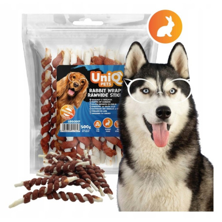 UNIQ PETS Nyúlhúsos jutalomfalat rudak kutyáknak – 500 g