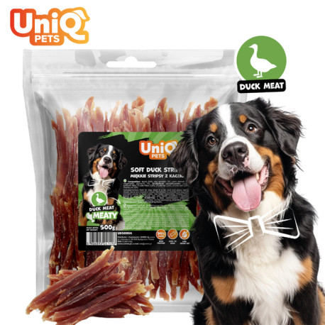 UNIQ PETS Kacsahúsos jutalomfalat csíkok kutyáknak – 500 g