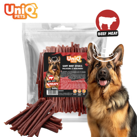 UNIQ PETS Puha marhahúsos jutalomfalat rudak kutyáknak – 500 g