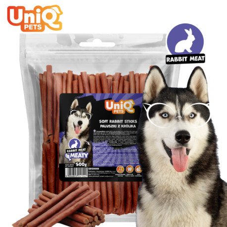 UNIQ PETS Puha nyúlhúsos jutalomfalat rudak kutyáknak – 500 g