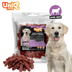 UNIQ PETS Puha bárányhúsos jutalomfalat kolbászkák kutyáknak – 500 g