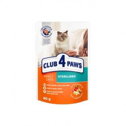 CLUB 4 PAWS Teljes értékű, szaftos állateledel ivartalanított, felnőtt macskáknak