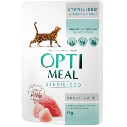 OPTIMEAL - marhahús és pulykahús zselében -  eledel ivartalanított macskáknak 85g
